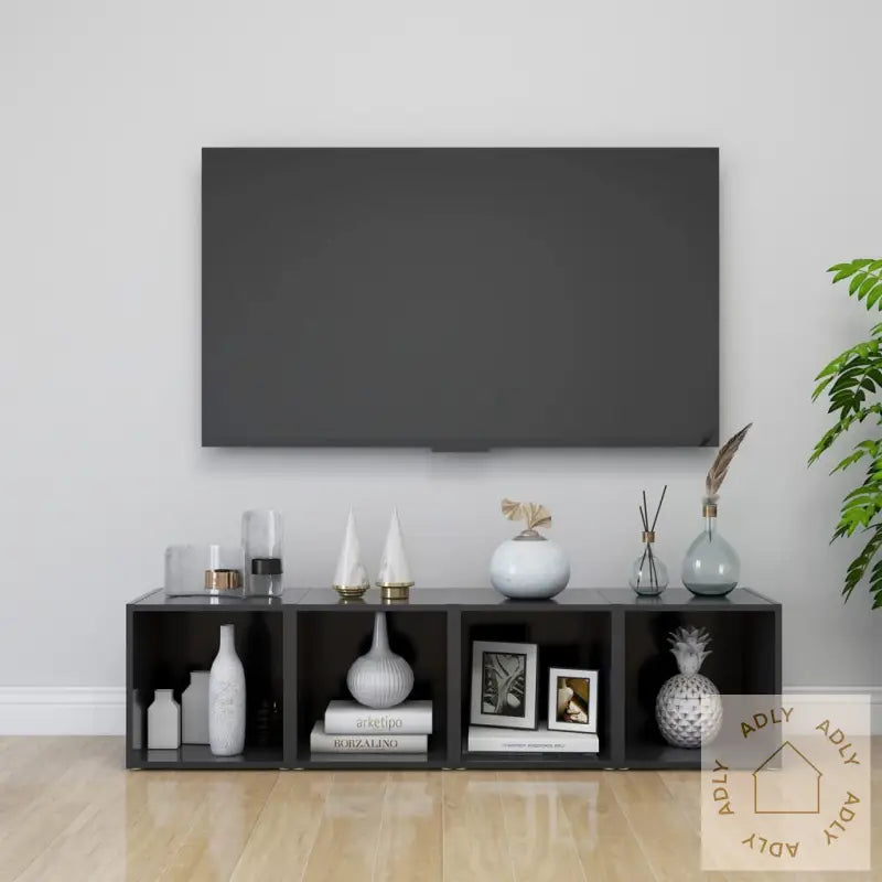 Tv-Benker 4 Stk Grå 37X35X37 Cm Konstruert Tre