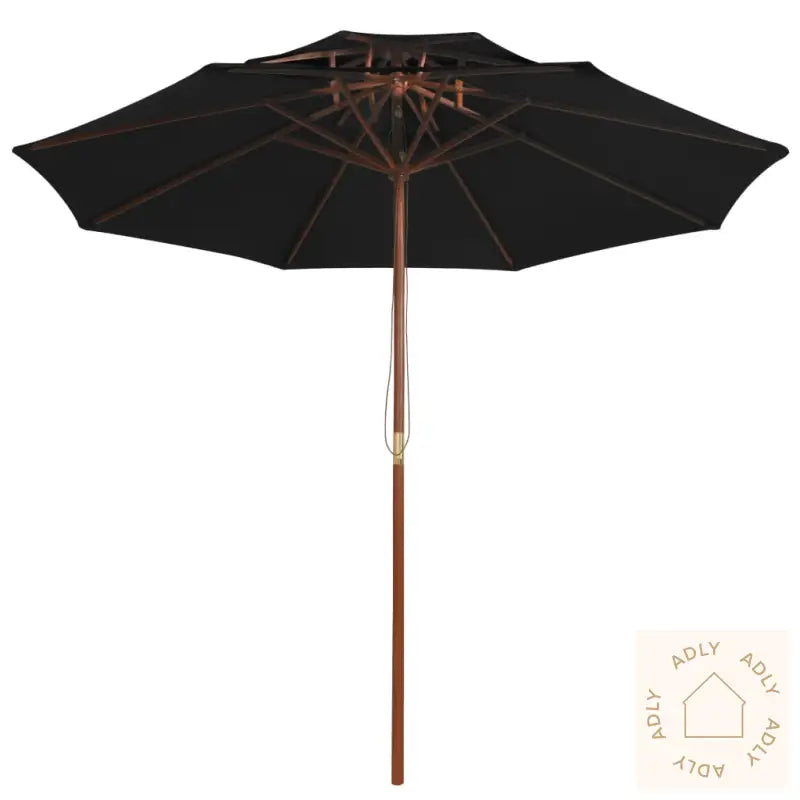 Dobbel Parasoll Med Trestang 270 Cm Svart