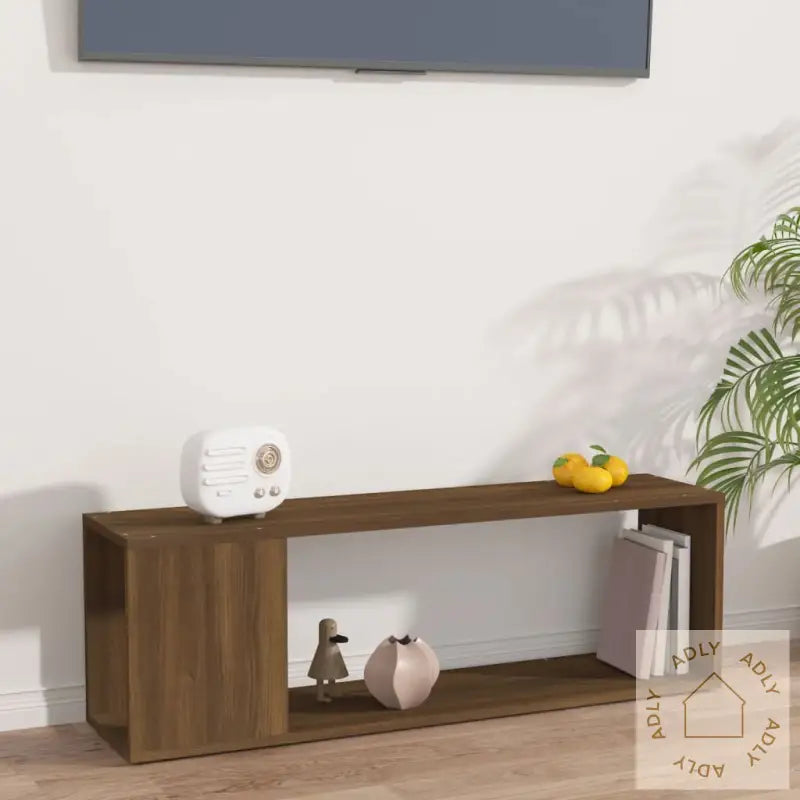 Tv-Benk Brun Eik 100X24X32 Cm Konstruert Tre