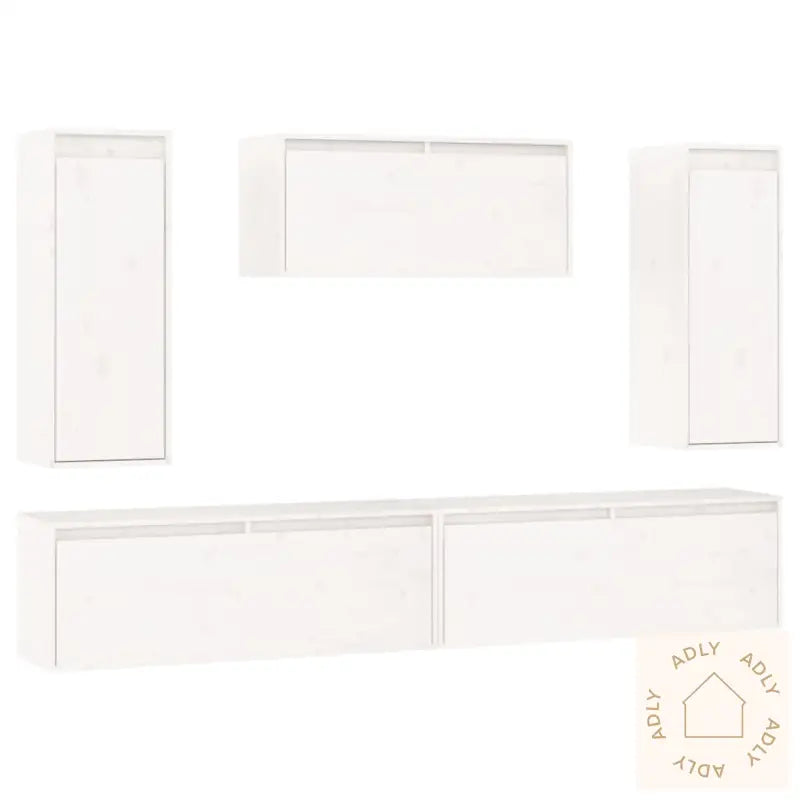 Tv-Benker 5 Stk Hvit Heltre Furu