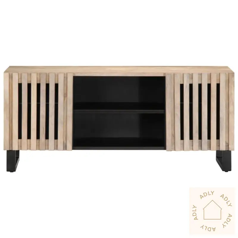 Tv-Benk Hvit 105X34X46 Cm Grovt Heltre Mangotre