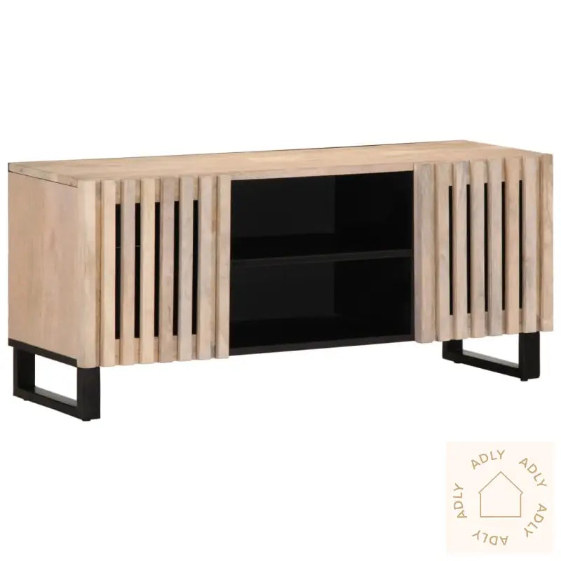 Tv-Benk Hvit 105X34X46 Cm Grovt Heltre Mangotre