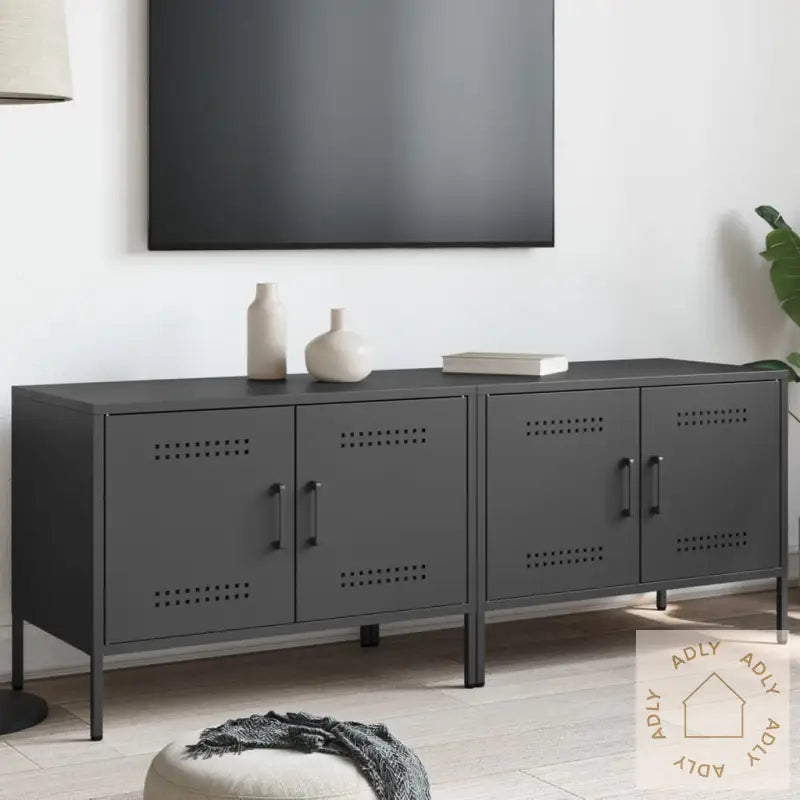 Tv-Benker 2 Stk Svart 68X39X50,5 Cm Stål