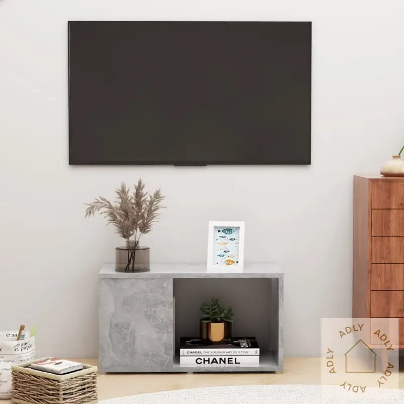 Tv-Benk Betonggrå 60X24X32 Cm Konstruert Tre