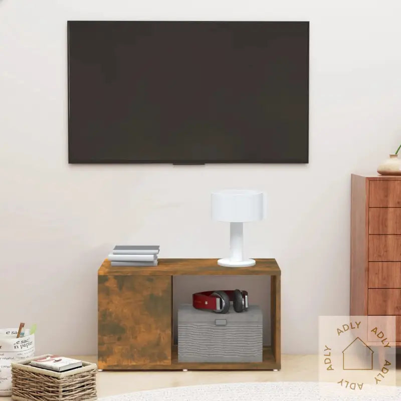 Tv-Benk Røkt Eik 60X24X32 Cm Konstruert Tre