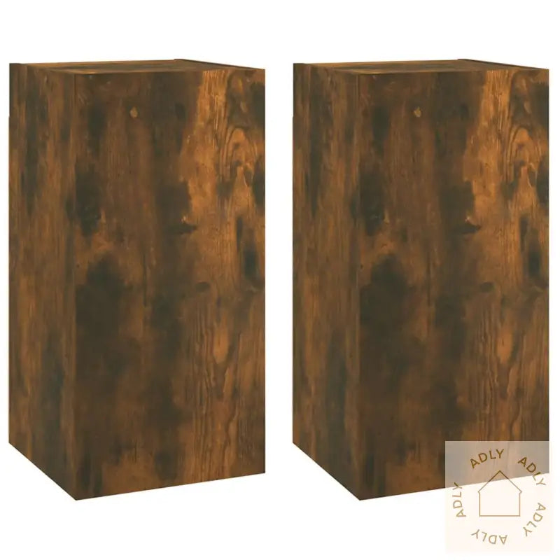 Tv-Benker 2 Stk Røkt Eik 30,5X30X60 Cm Konstruert Tre