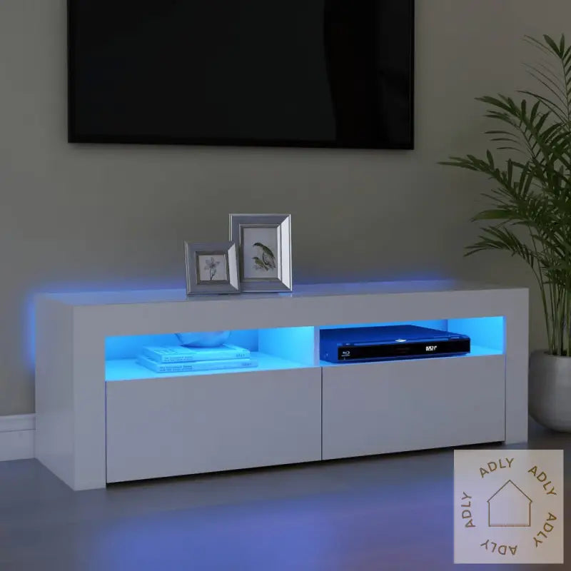 Tv-Benk Med Led-Lys Hvit 120X35X40 Cm