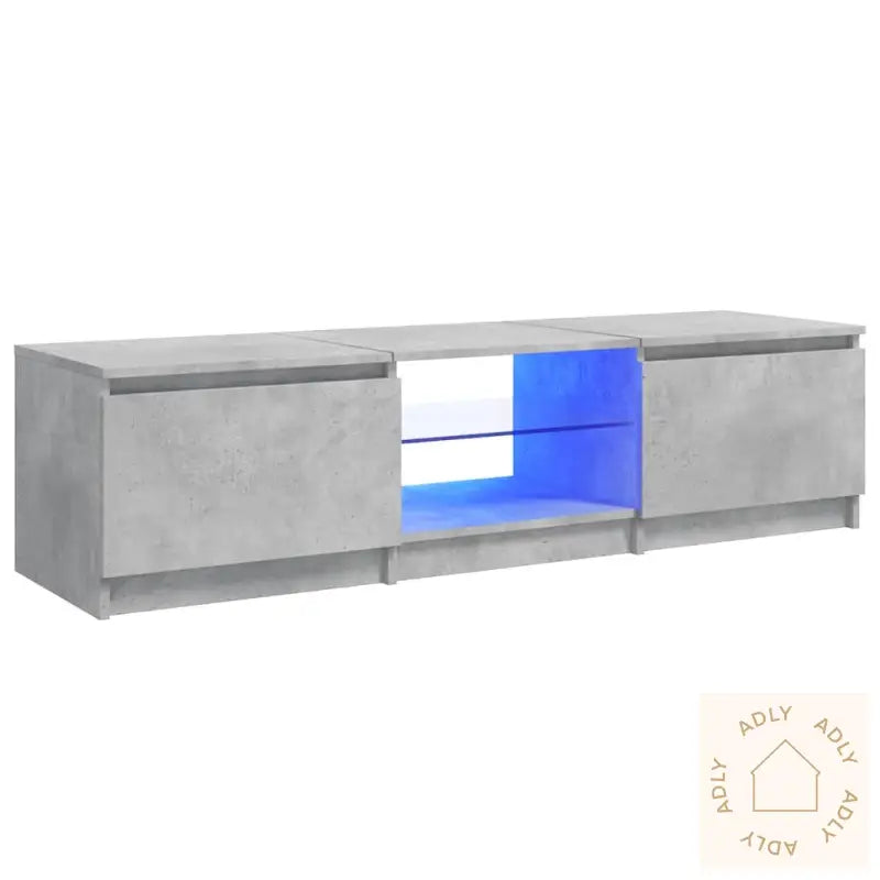 Tv-Benk Med Led-Lys Betonggrå 140X40X36 Cm