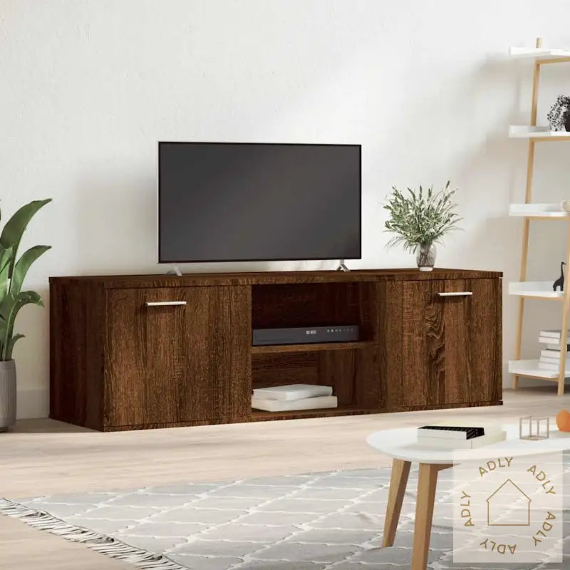 Tv-Benk Brun Eik 120X34X37 Cm Konstruert Tre