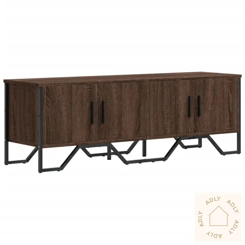 Tv-Benk Brun Eik 122X34X41 Cm Konstruert Tre