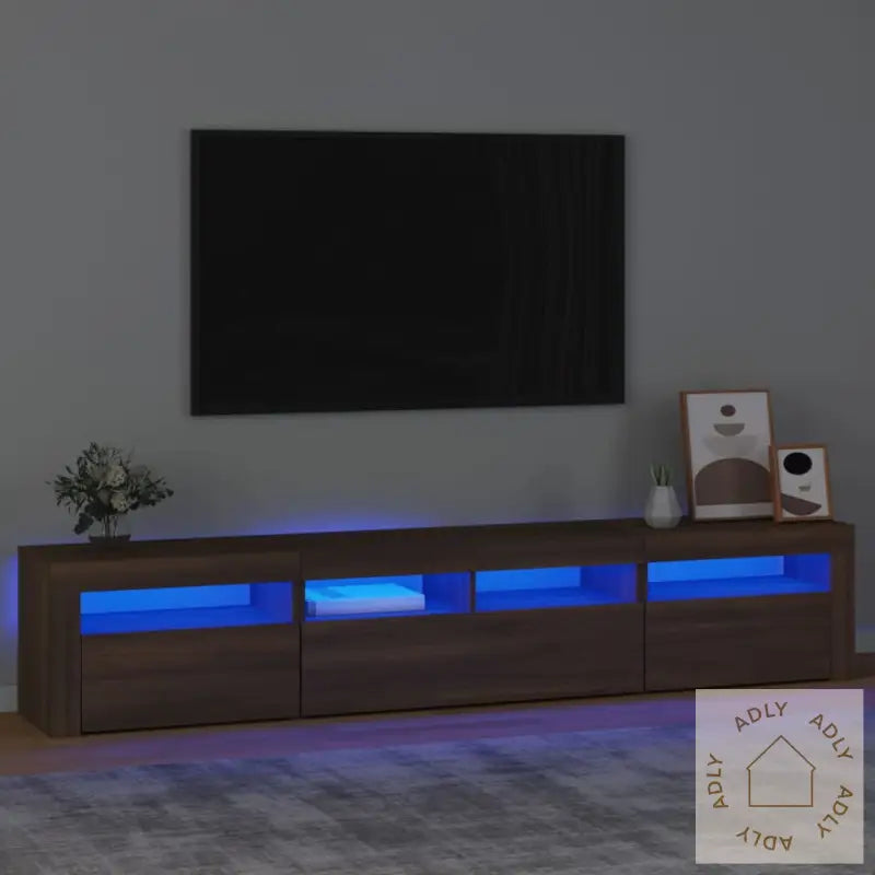 Tv-Benk Med Led-Lys Brun Eik 210X35X40 Cm