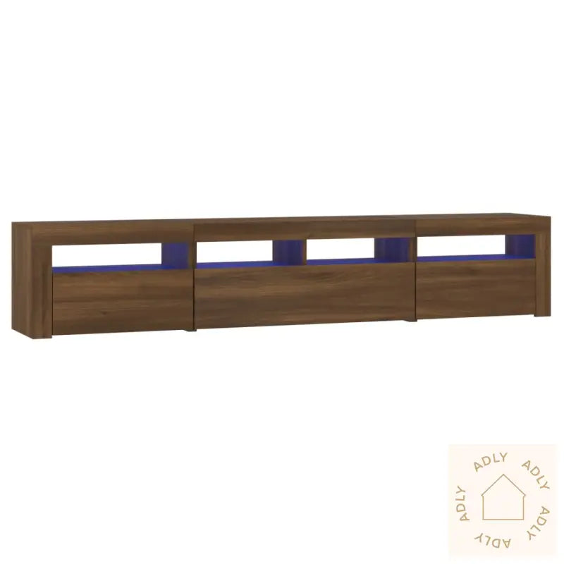 Tv-Benk Med Led-Lys Brun Eik 210X35X40 Cm