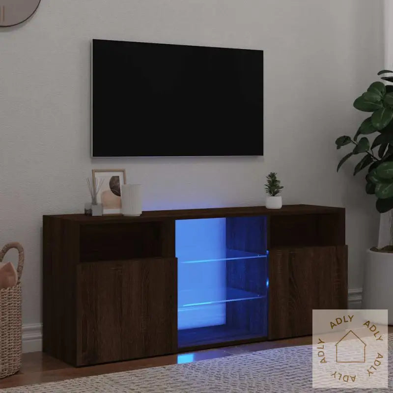 Tv-Benk Med Led-Lys Brun Eik 120X30X50 Cm