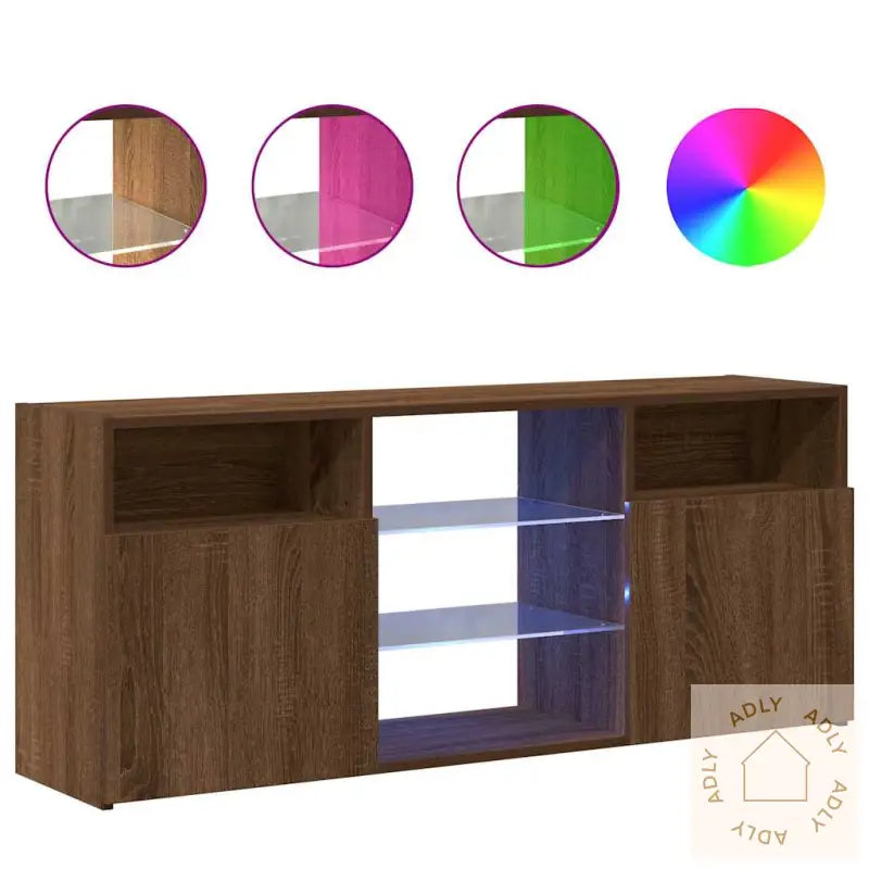 Tv-Benk Med Led-Lys Brun Eik 120X30X50 Cm