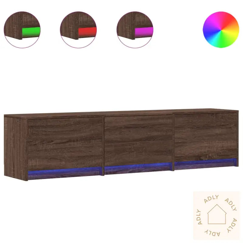 Tv-Benk Med Led Brun Eik 165X34X40 Cm Konstruert Tre