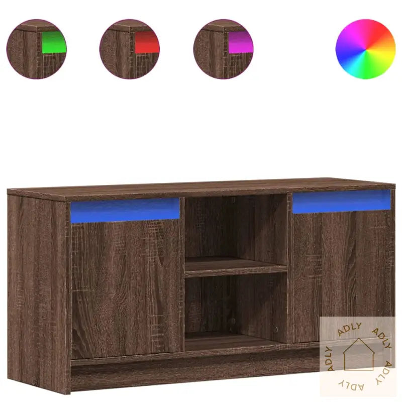 Tv-Benk Med Led Brun Eik 100X34X50 Cm Konstruert Tre