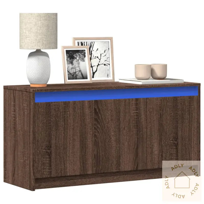 Tv-Benk Med Led Brun Eik 100X34X50 Cm Konstruert Tre