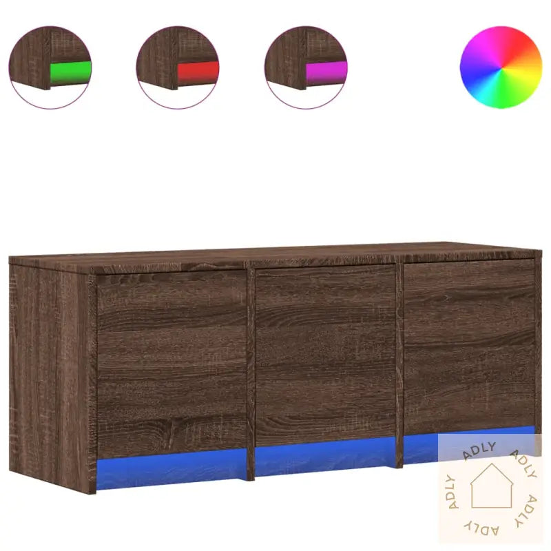 Tv-Benk Med Led Brun Eik 97X34X40 Cm Konstruert Tre