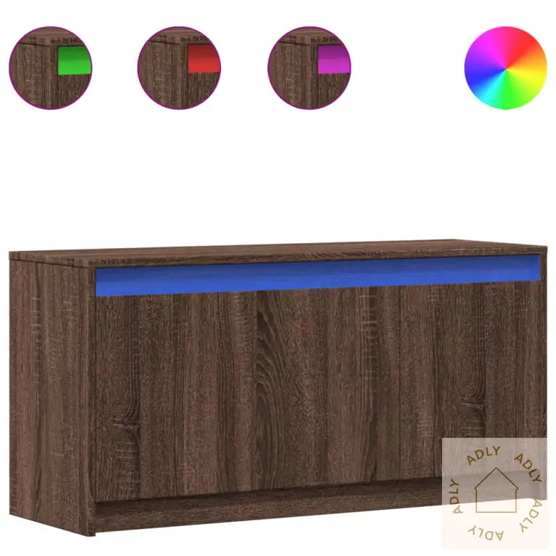 Tv-Benk Med Led Brun Eik 100X34X50 Cm Konstruert Tre