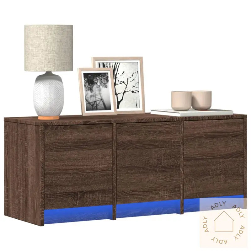 Tv-Benk Med Led Brun Eik 97X34X40 Cm Konstruert Tre