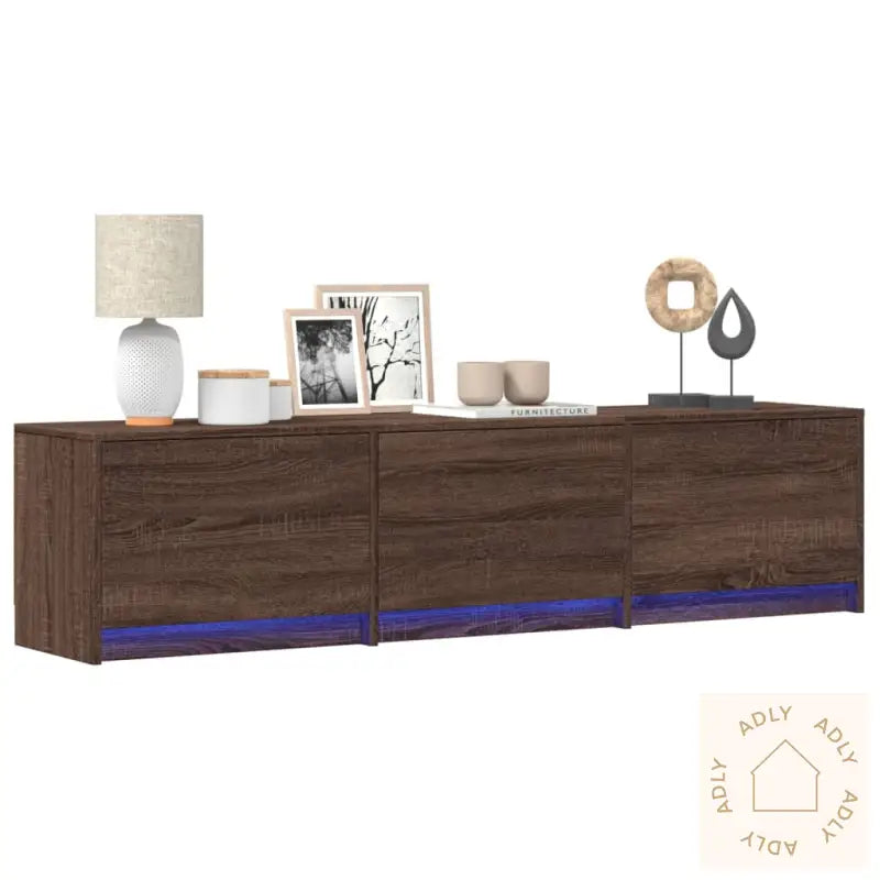 Tv-Benk Med Led Brun Eik 165X34X40 Cm Konstruert Tre