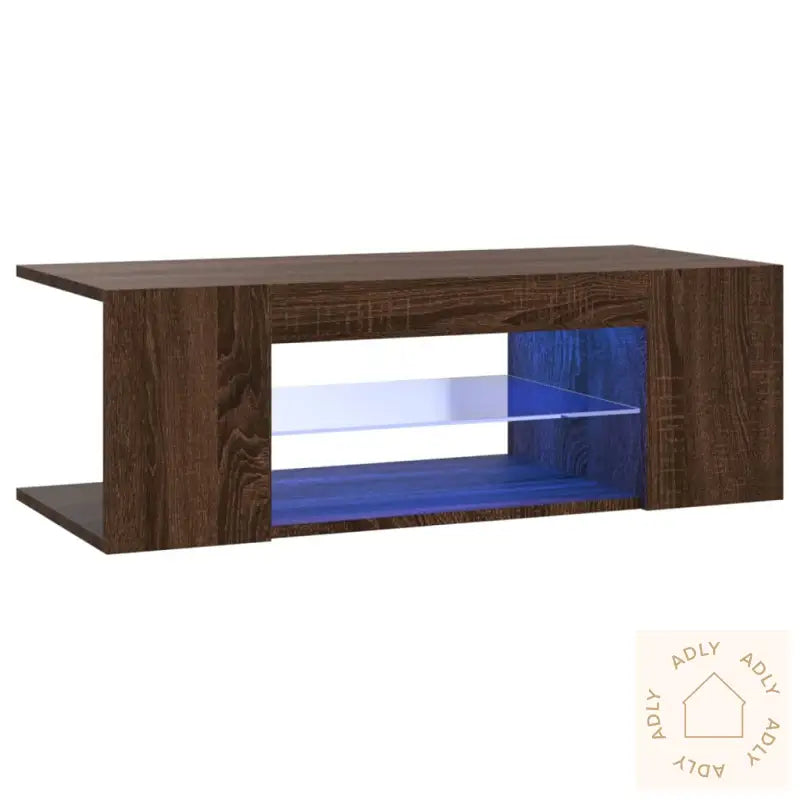 Tv-Benk Med Led-Lys Brun Eik 90X39X30 Cm