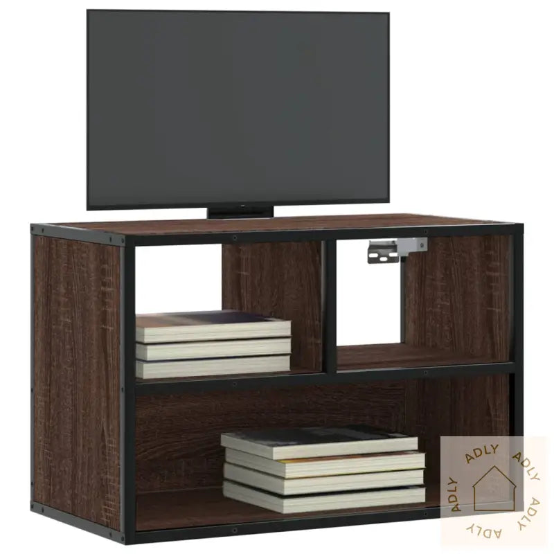 Tv-Benk Brun Eik 60X31X39,5 Cm Konstruert Tre Og Metall