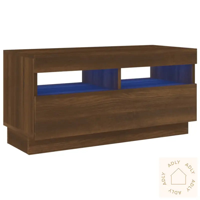 Tv-Benk Med Led-Lys Brun Eik 80X35X40 Cm