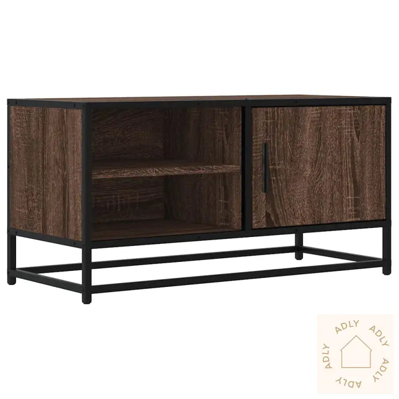 Tv-Benk Brun Eik 80X34,5X40 Cm Konstruert Tre Og Metall