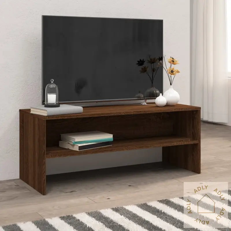 Tv-Benk Brun Eik 100X40X40 Cm Konstruert Tre
