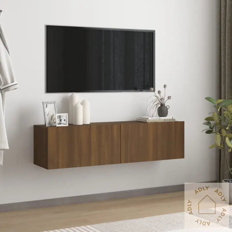 Tv-Benk Brun Eik 120X30X30 Cm Konstruert Tre