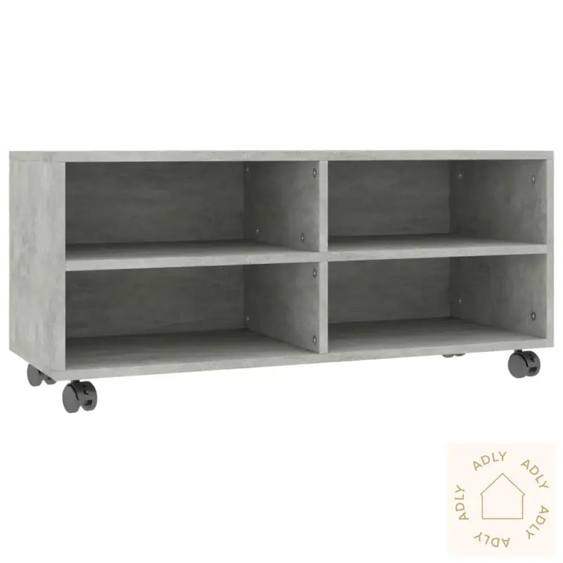 Tv-Benk Med Hjul Betonggrå 90X35X35 Cm Konstruert Tre