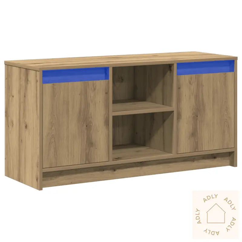 Tv-Skap Med Led-Lys I Artisan Eik, 100X34X50 Cm, Laget Av Konstruert Tre.