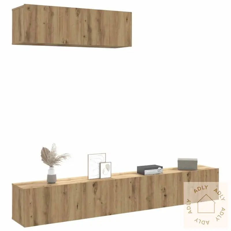 Vegghengt Tv-Benker 3Stk Artisan Eik 100X30X30Cm Konstruert Tre