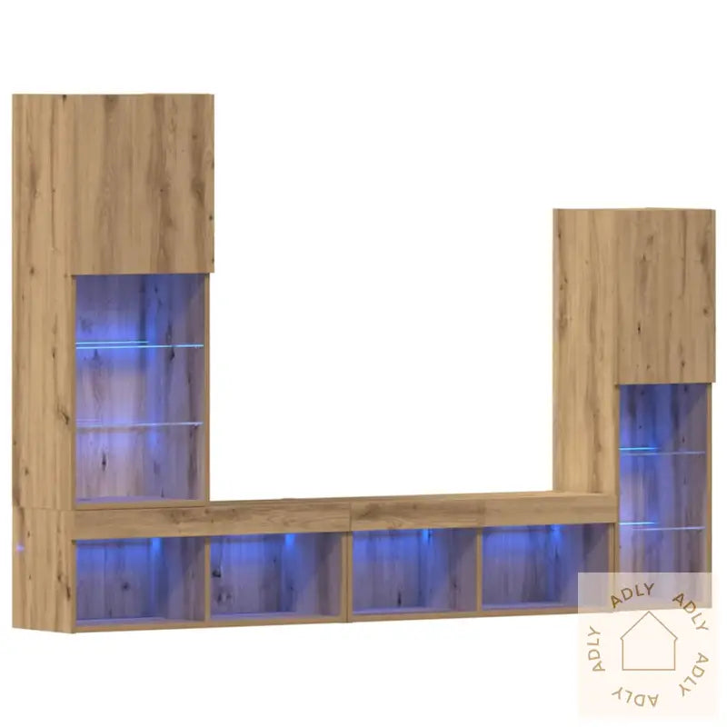 Tv-Skap Med Led-Lys Artisan Eik 40.5X30X102 Cm
