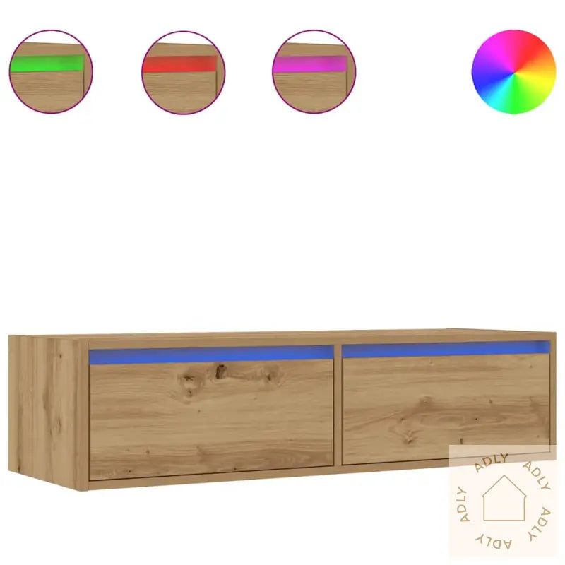 Tv-Benk Med Led-Lys Artisan Eik 100X35,5X25 Cm