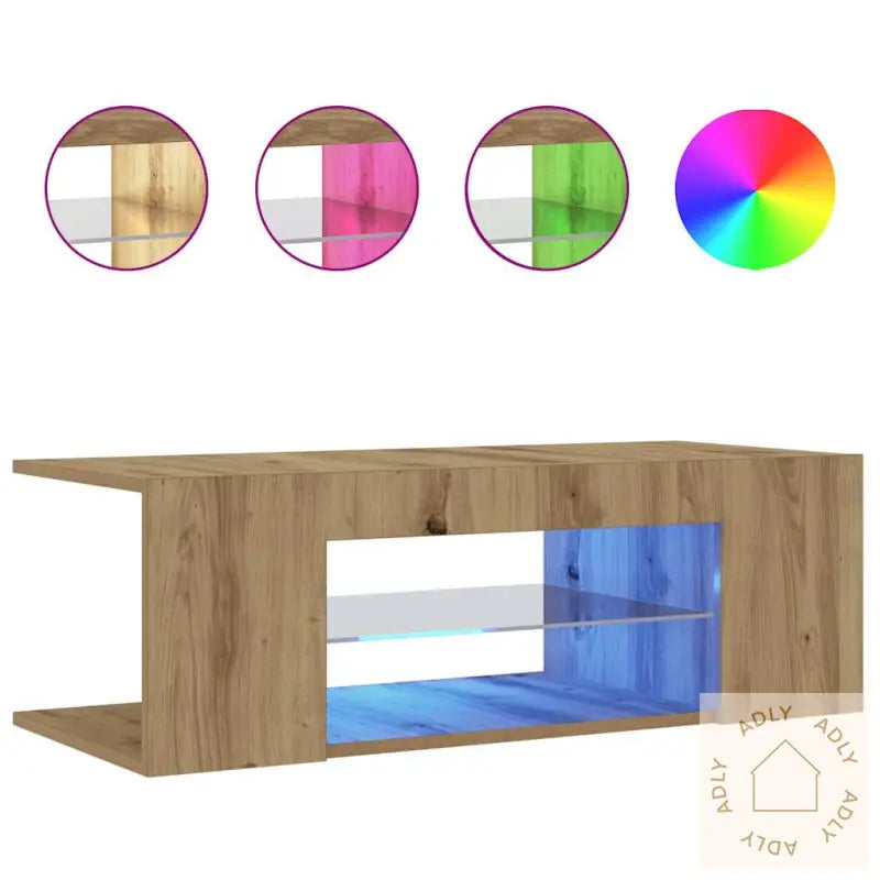 Tv-Benk Med Led-Lys Artisan Eik 90X39X30 Cm Konstruert Tre