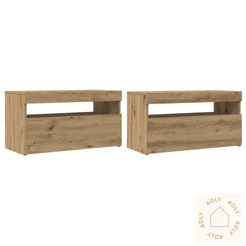 Tv-Benk Med Led-Lys Artisan Eik 75X35X40 Cm Konstruert Tre