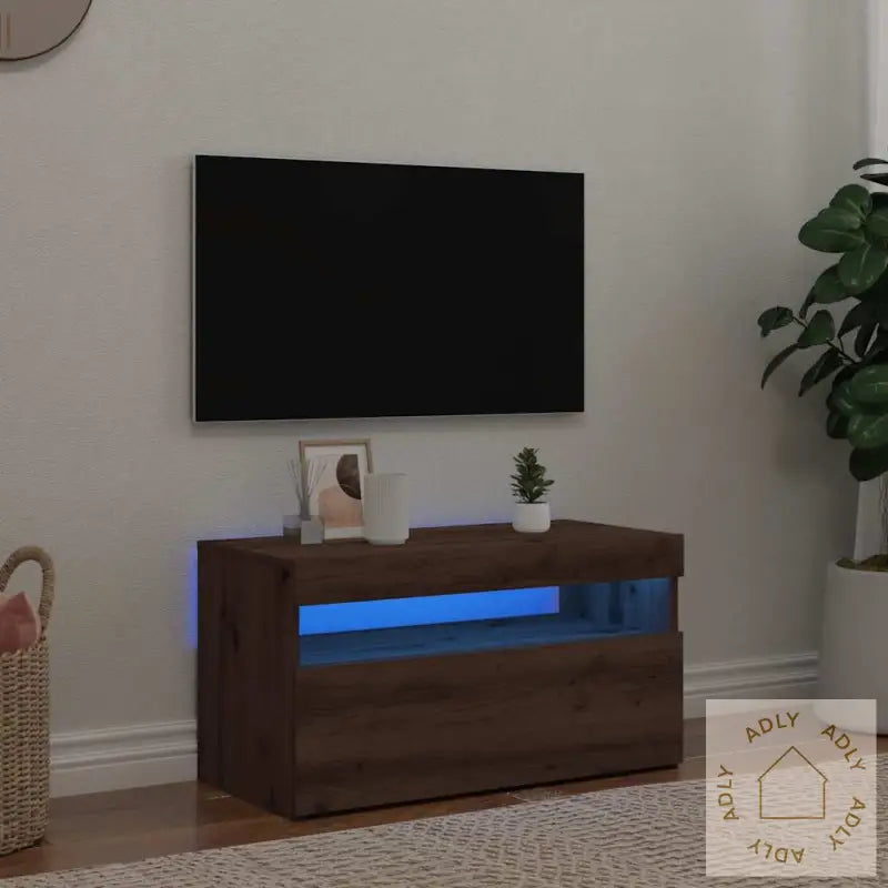 Tv-Benk Med Led-Lys Artisan Eik 75X35X40 Cm Konstruert Tre