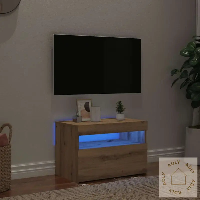 Tv-Benk Med Led-Lys Artisan Eik 60X35X40 Cm Konstruert Tre