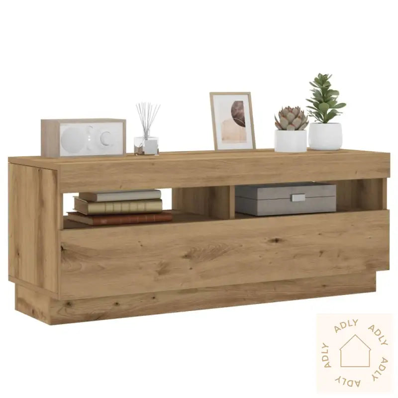 Tv-Benk Med Led-Lys Artisan Eik 100X35X40 Cm Konstruert Tre
