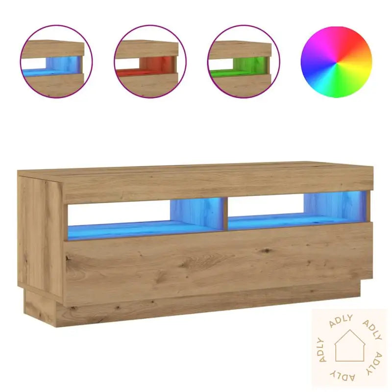 Tv-Benk Med Led-Lys Artisan Eik 100X35X40 Cm Konstruert Tre