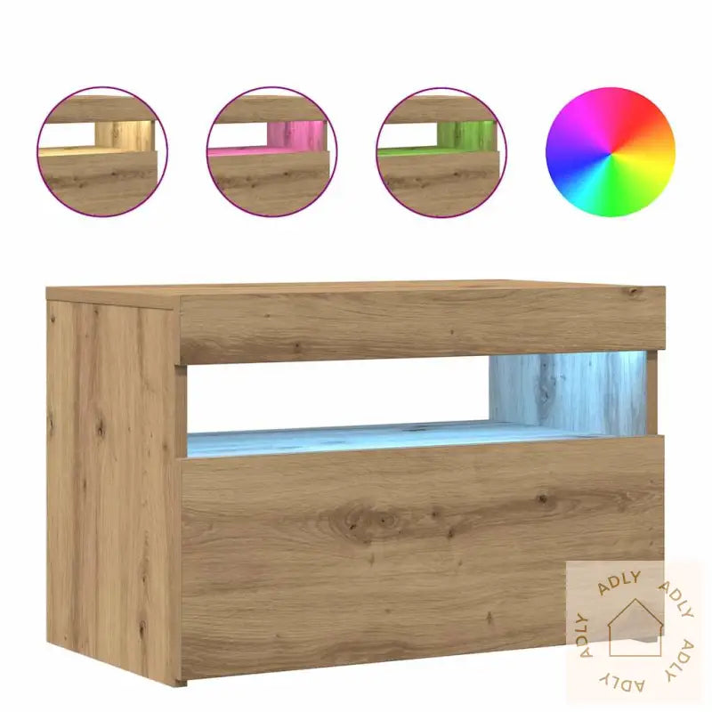 Tv-Benk Med Led-Lys Artisan Eik 60X35X40 Cm Konstruert Tre