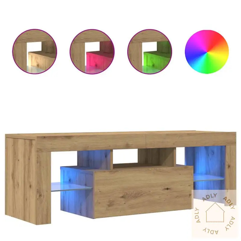 Tv-Benk Med Led-Lys Artisan Eik 120X36,5X40 Cm Konstruert Tre