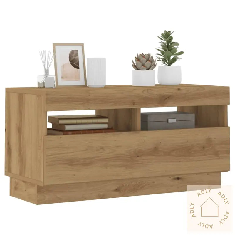 Tv-Benk Med Led-Lys Artisan Eik 80X35X40 Cm Konstruert Tre