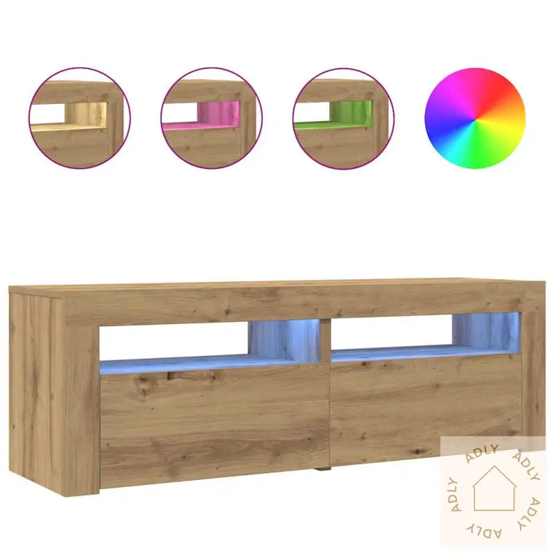 Tv-Benk Med Led-Lys Artisan Eik 120X35X40 Cm Konstruert Tre
