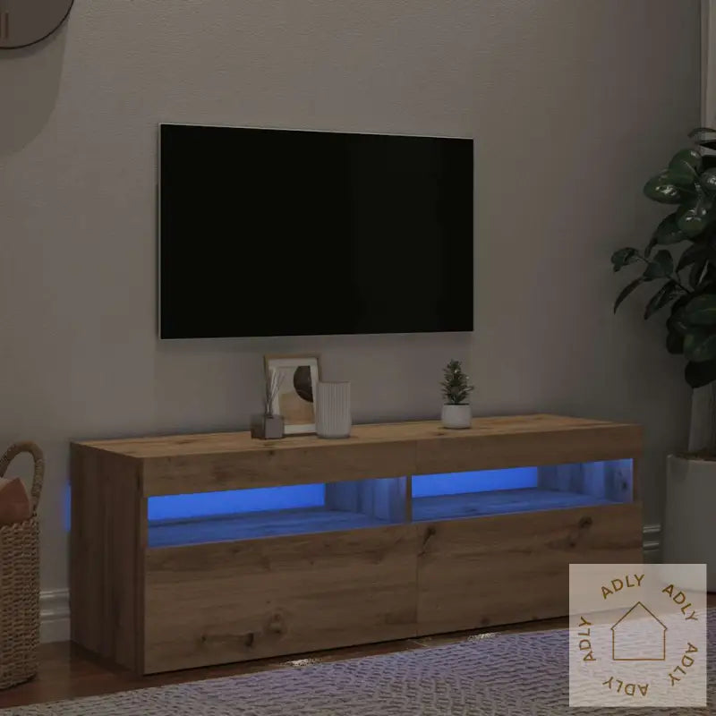 Tv-Benk Med Led-Lys Artisan Eik 120X35X40 Cm Konstruert Tre