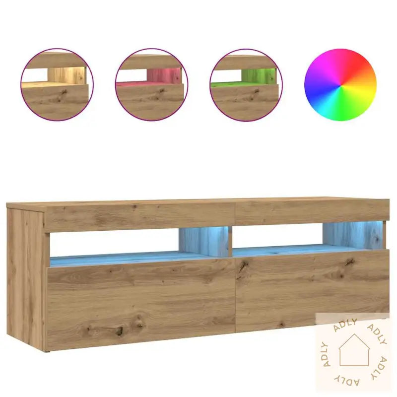Tv-Benk Med Led-Lys Artisan Eik 120X35X40 Cm Konstruert Tre