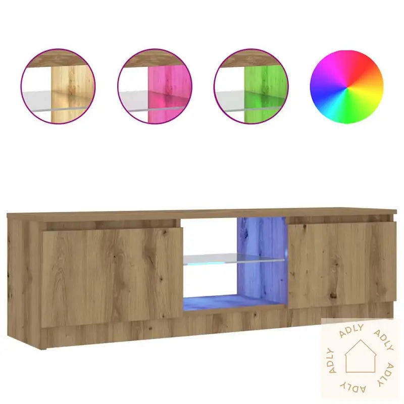 Tv-Benk Med Led-Lys Artisan Eik 120X30X36 Cm Konstruert Tre