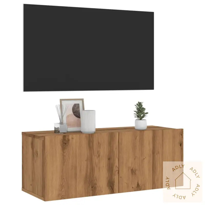 Vegghengt Tv-Benk Artisan Eik 80X30X30 Cm Konstruert Tre